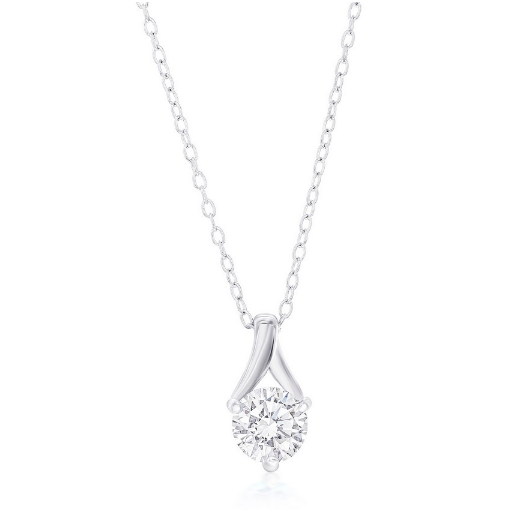 Sterling Silver 6mm Gem Birthstone Necklace - April