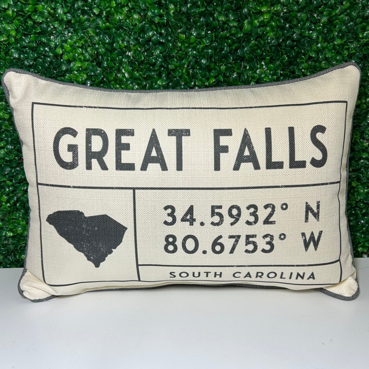 City Grid Coordinates Pillow - Great Falls