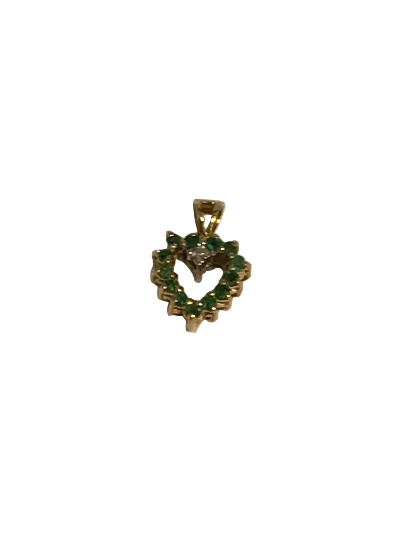 U 44946 10K Yellow Gold Colored Stone Reversible Heart Pendant