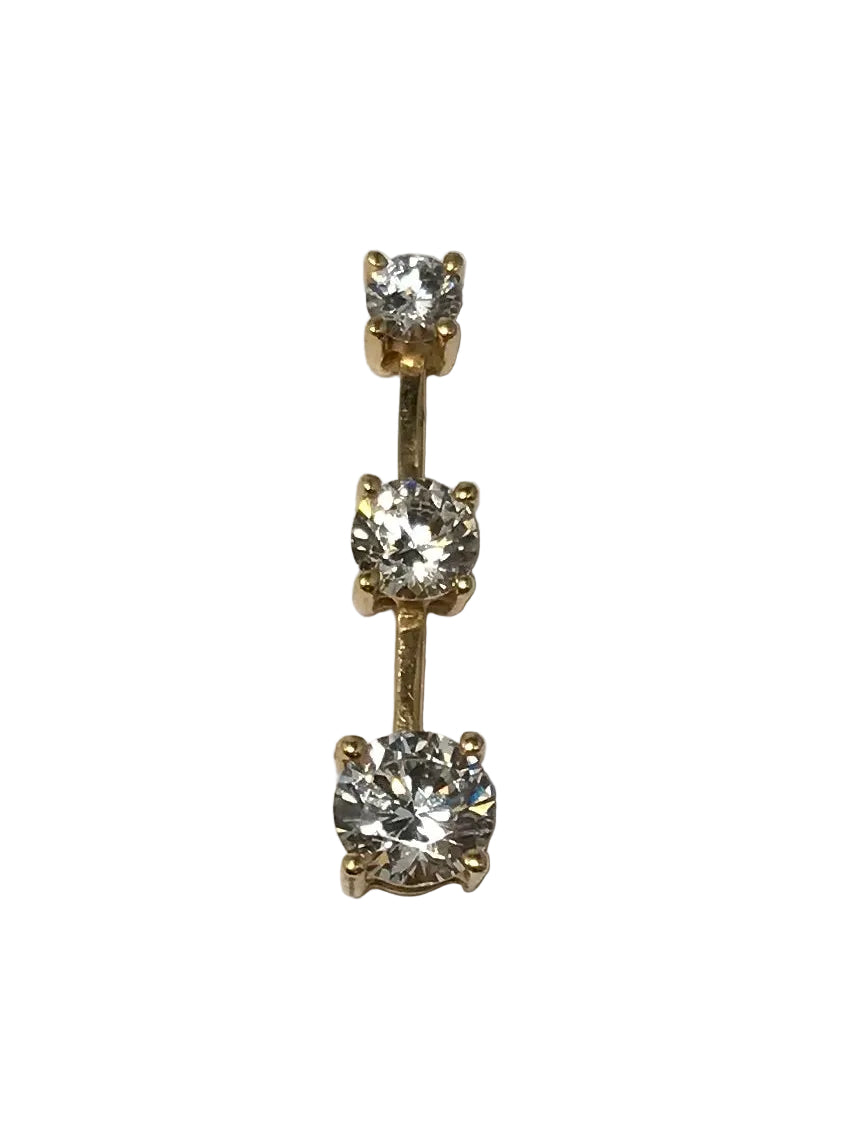 U 14K Yellow Gold CZ Past Present Future Pendant