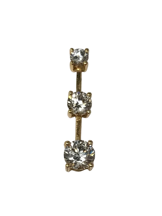 U 14K Yellow Gold CZ Past Present Future Pendant