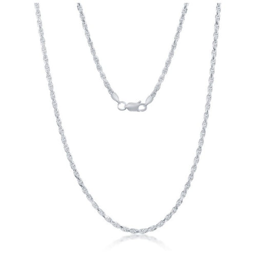 Sterling Silver 2.3mm Rope Chain - 22"