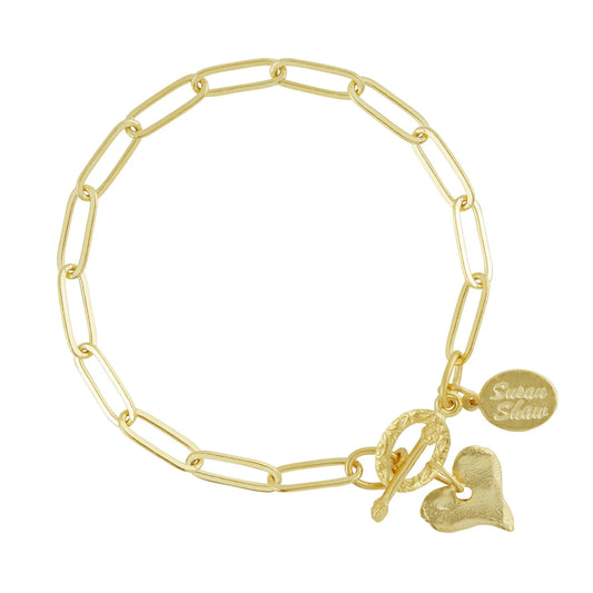 2695H Susan Shaw Gold Plated Heart Paperclip Bracelet