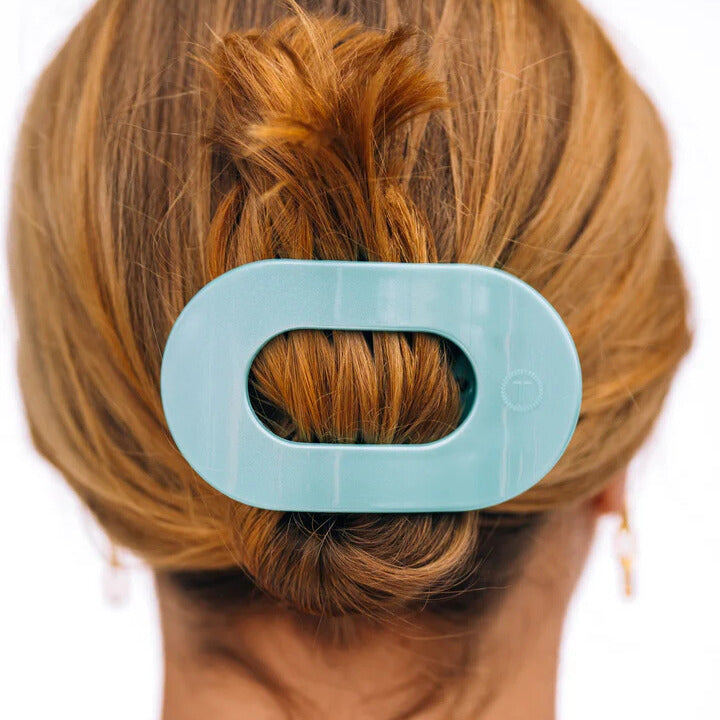 Teleties Totally Turquoise Flat Round Hair Clip - Medium