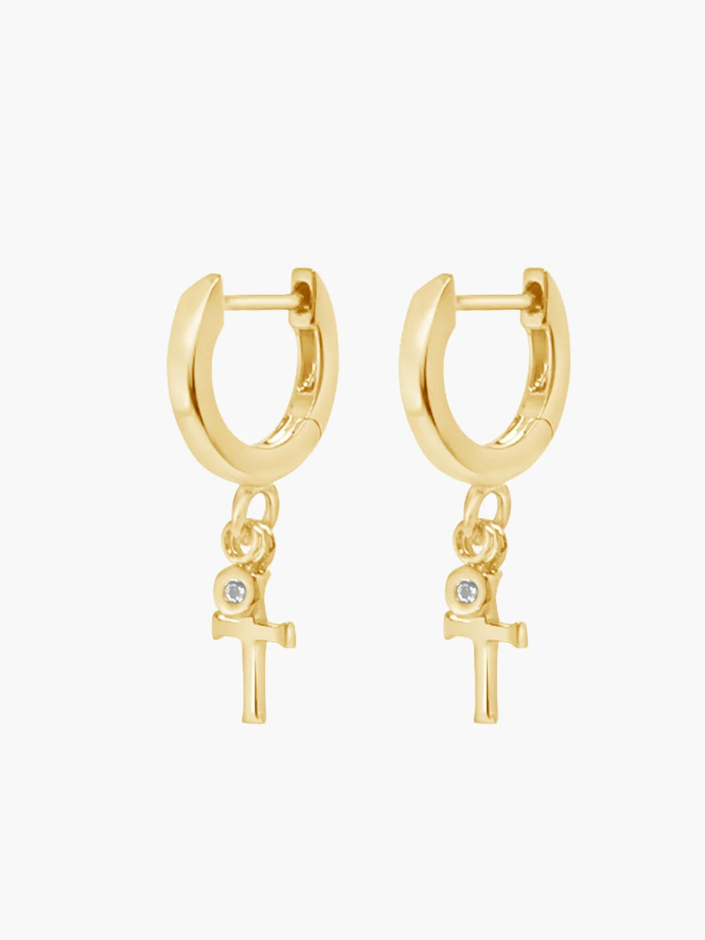 29001 RIZEN Calvary Cross Huggie Hoop Earrings
