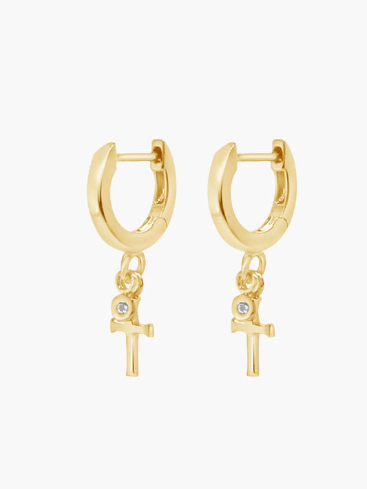 29001 RIZEN Calvary Cross Huggie Hoop Earrings