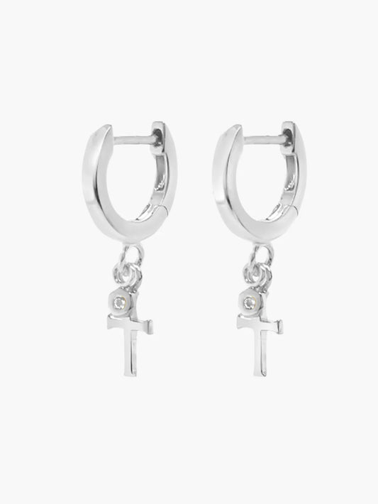 29001 RIZEN Calvary Cross Huggie Hoop Earrings