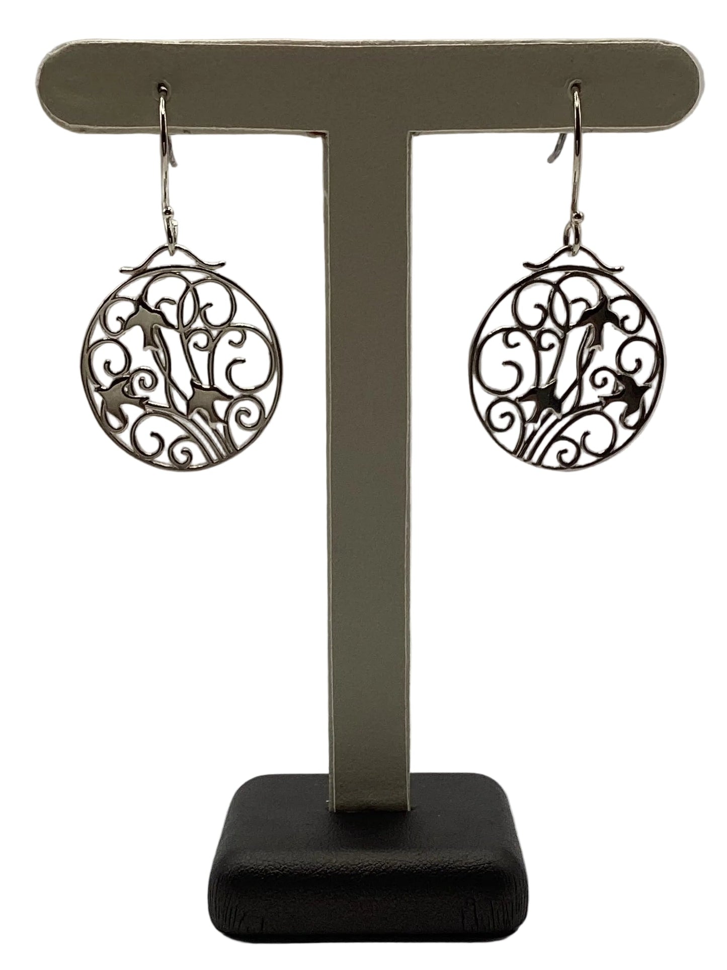739 DER E478 Southern Gates Sterling Silver Birds On Gate Earrings