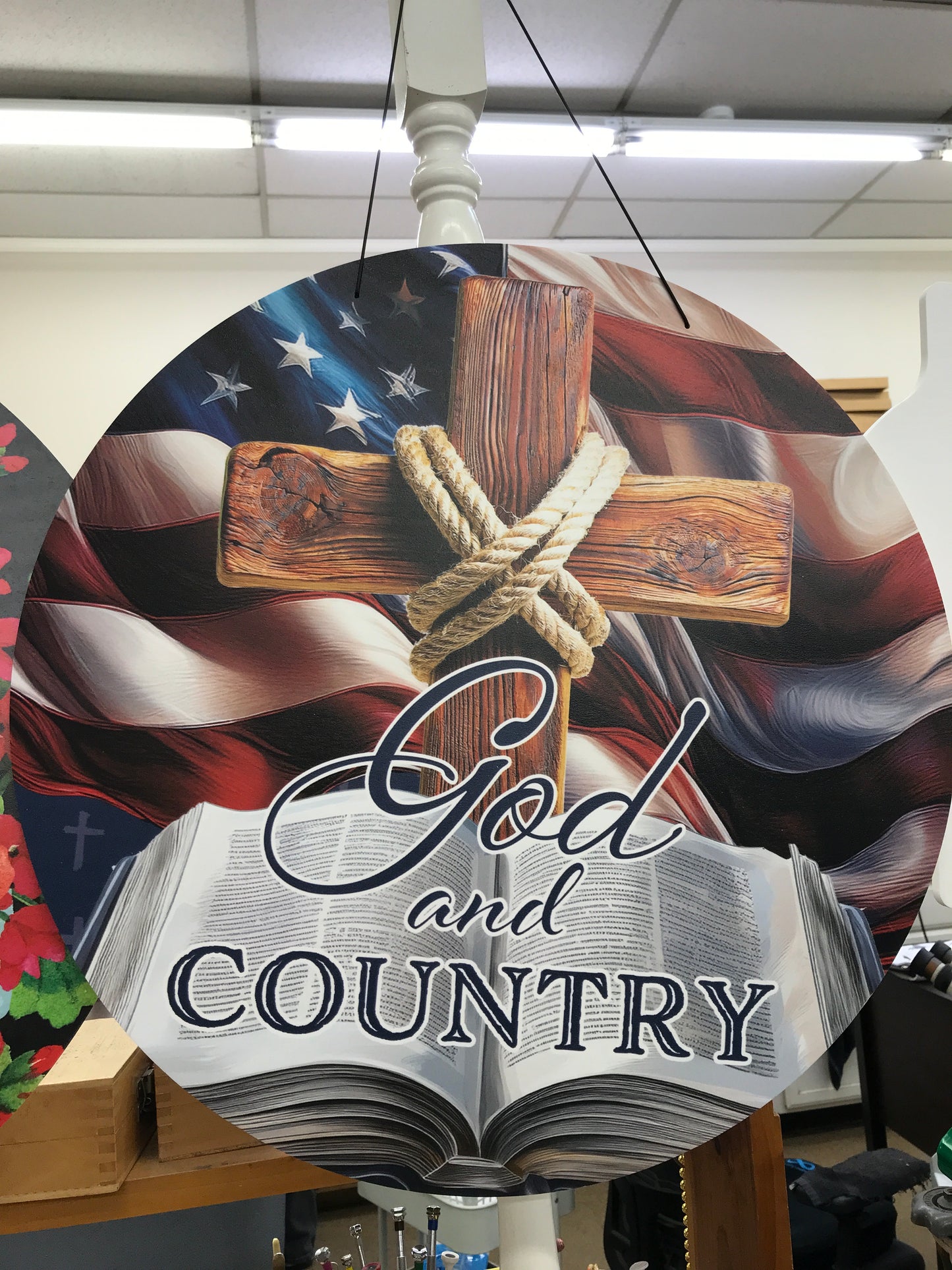 3011 Custom Decor Large Hanging God and Country 0
