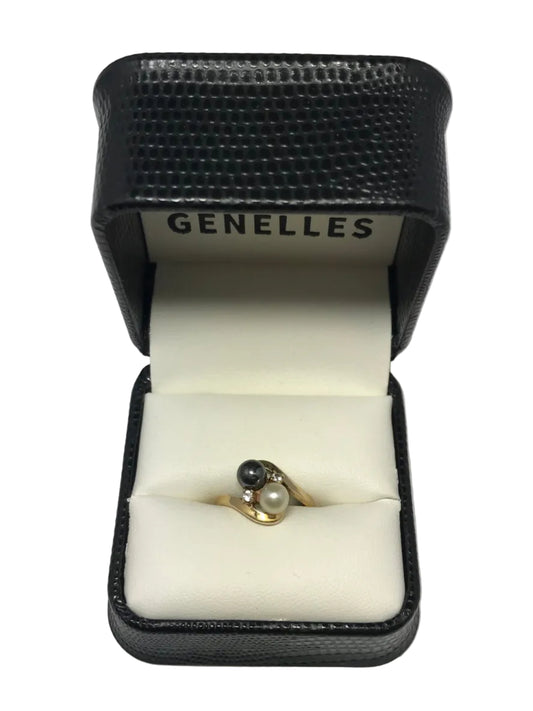 U 47928 10K Yellow Gold Grey/White Stone/Diamond Ring