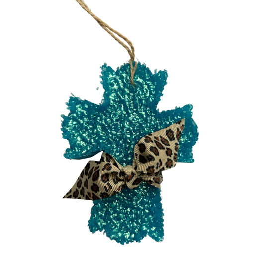 Fancy Blue Cross Freshie with Ribbon