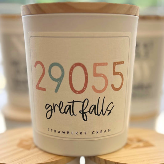 Colorful 29055 Zip Code Candle - Strawberry Cream