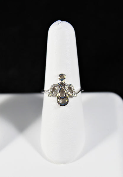 Ladies 10K White Gold Diamond Angel Ring - .12Ct - Size 7