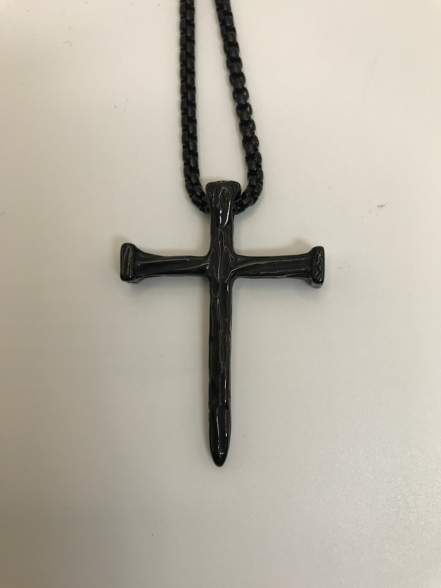 SL-7407 Stainless Steel Black Text Cross Necklace