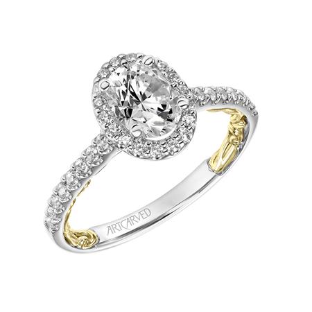 Ladies 14K White & Yellow Gold Oval Semi-Mount