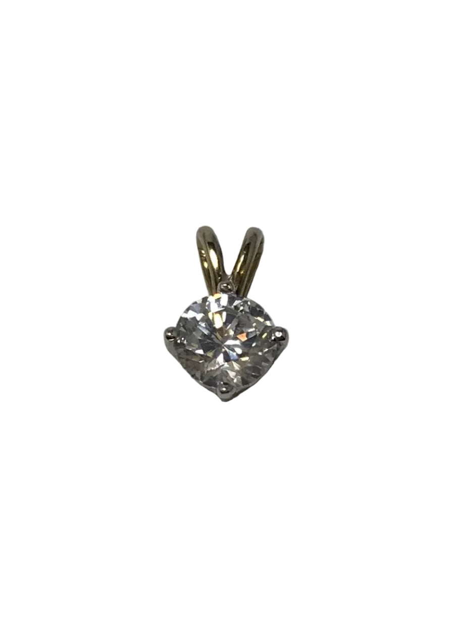 U 38269 10K White Gold CZ Solitaire Pendant