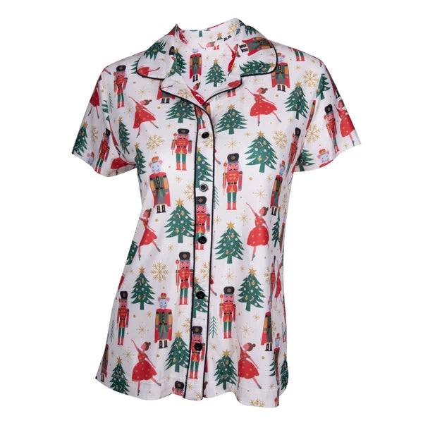 97955 Amanda Blu Nutcracker Parade Notched Collar Pajama Top 0