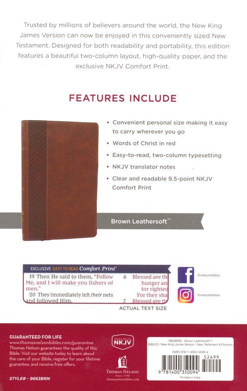 9781400350094 NKJV Personal Size New Testament Bible Soft Leather Brown 0