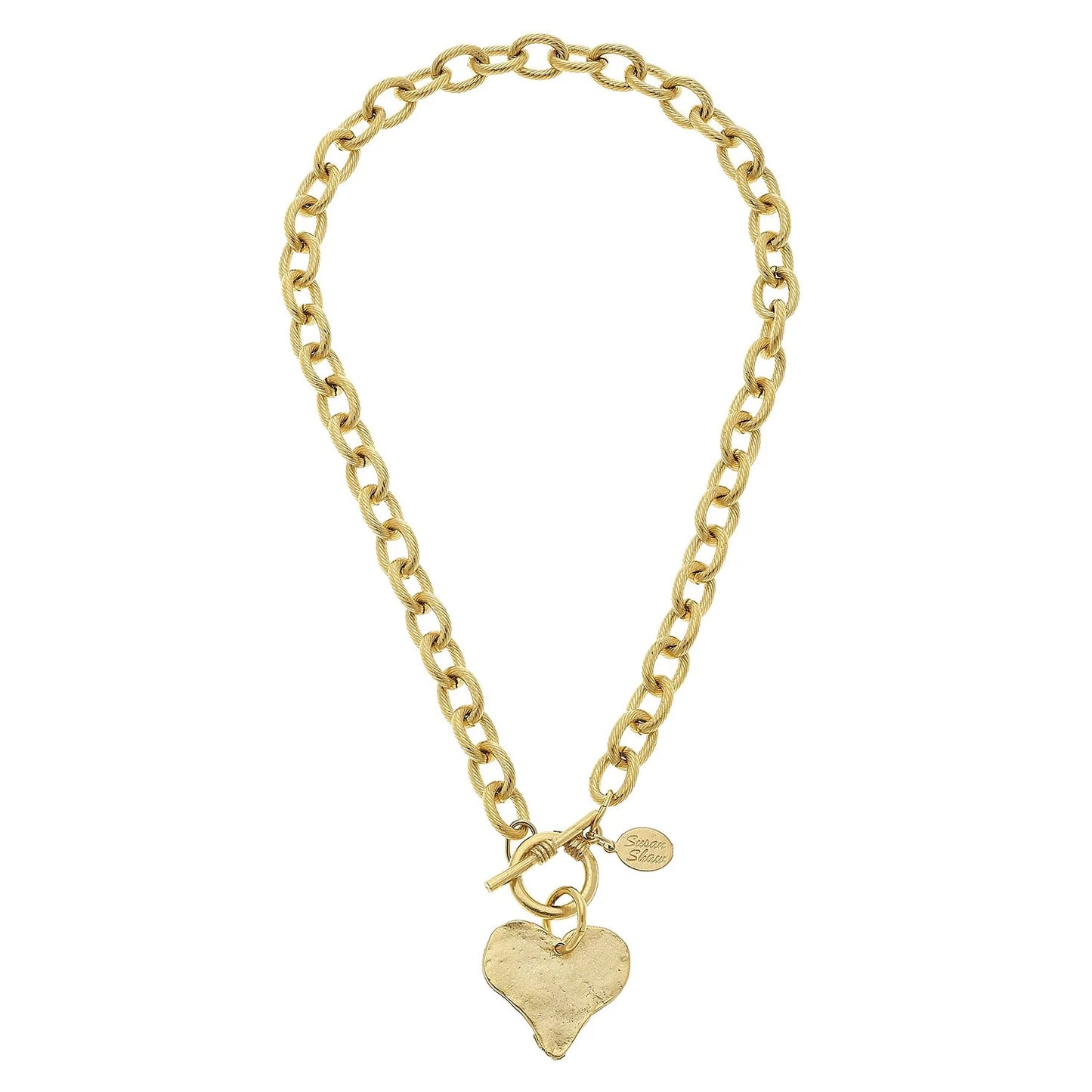 3510HG Susan Shaw Gold Plated Heart Toggle Necklace 16"