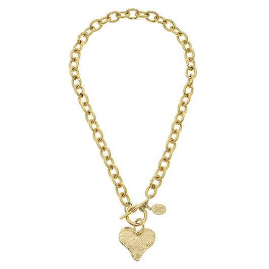 3510HG Susan Shaw Gold Plated Heart Toggle Necklace 16"