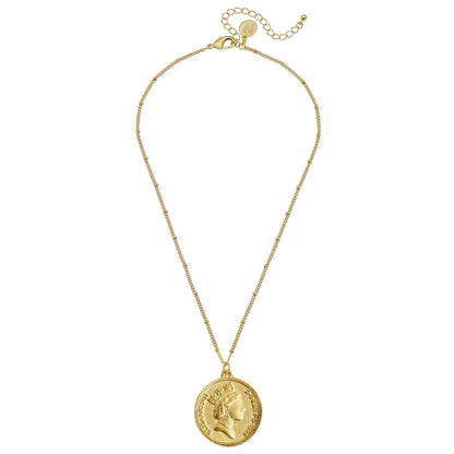 3611Q Susan Shaw Gold Plated Queen Elizabeth Coin Dainty Necklace