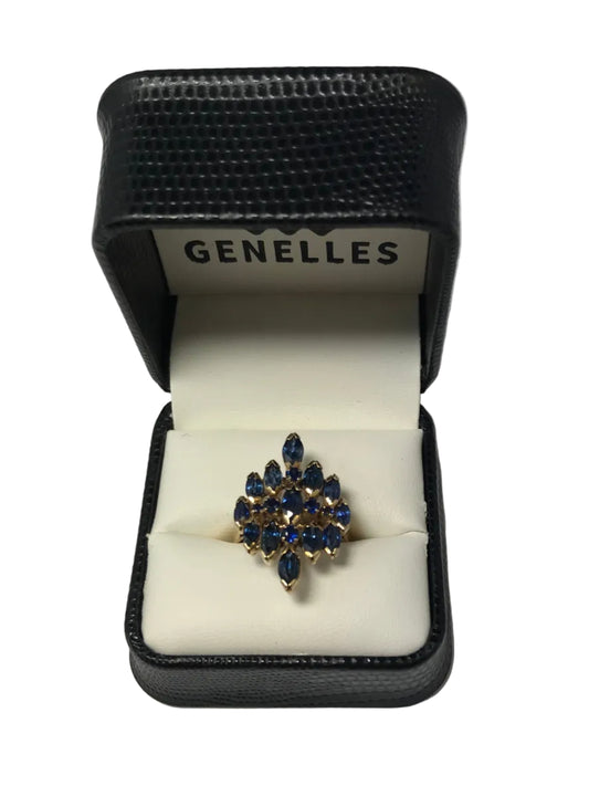U 10K Yellow Gold Blue Stone Ring