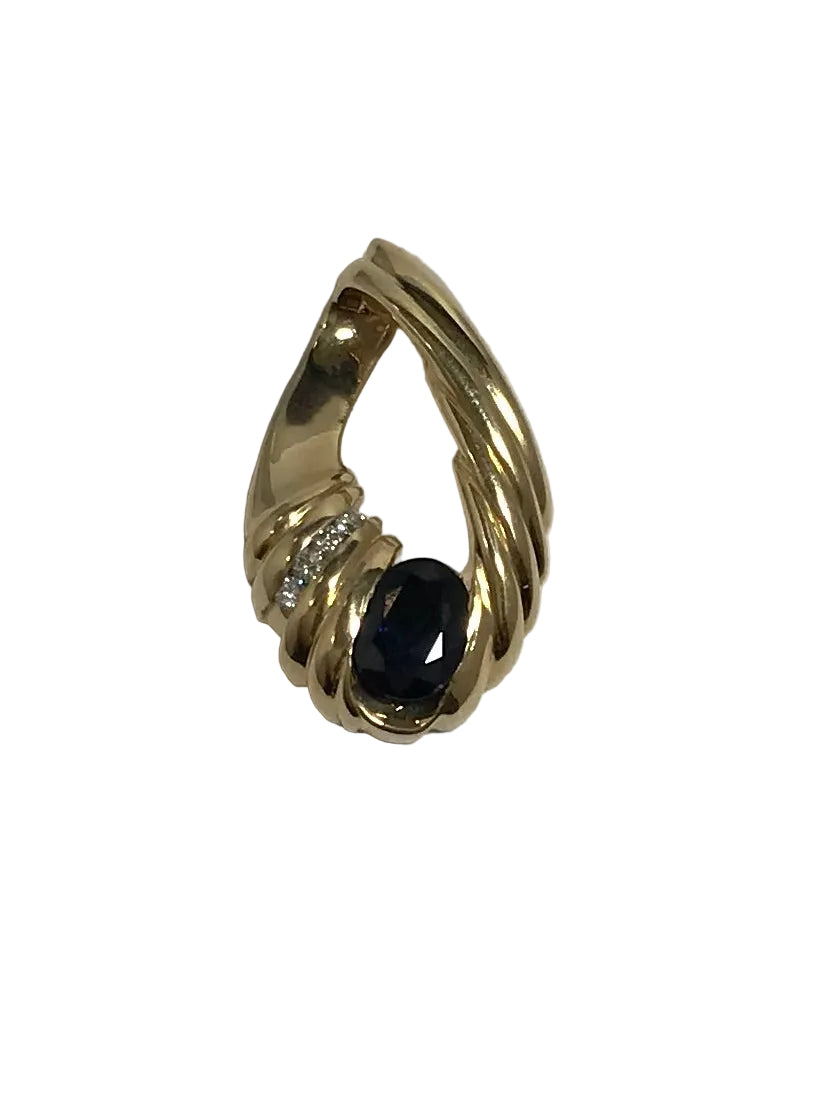 U 14K Yellow Gold 11PT Cttw, Blue Stone Pendant