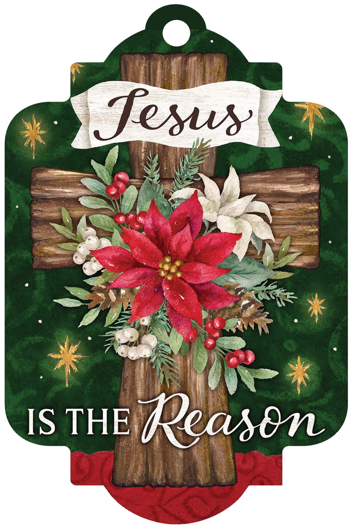 3665 Custom Decor Deluxe Door Decor Poinsettia Cross 0