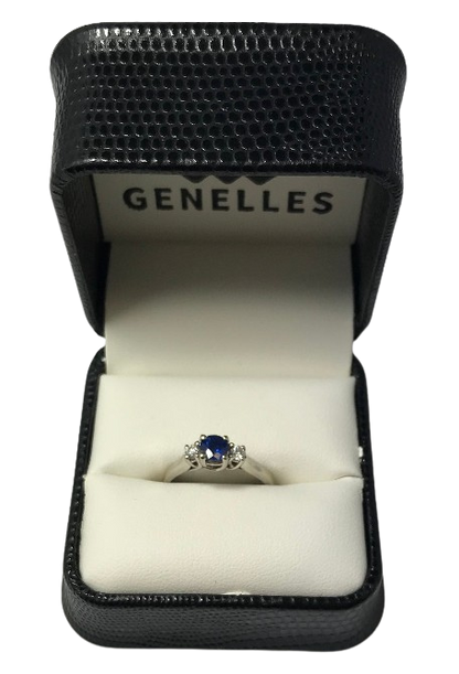 U 39281 10K White Gold .15CTTW Diamonds/ Blue Stone Ring