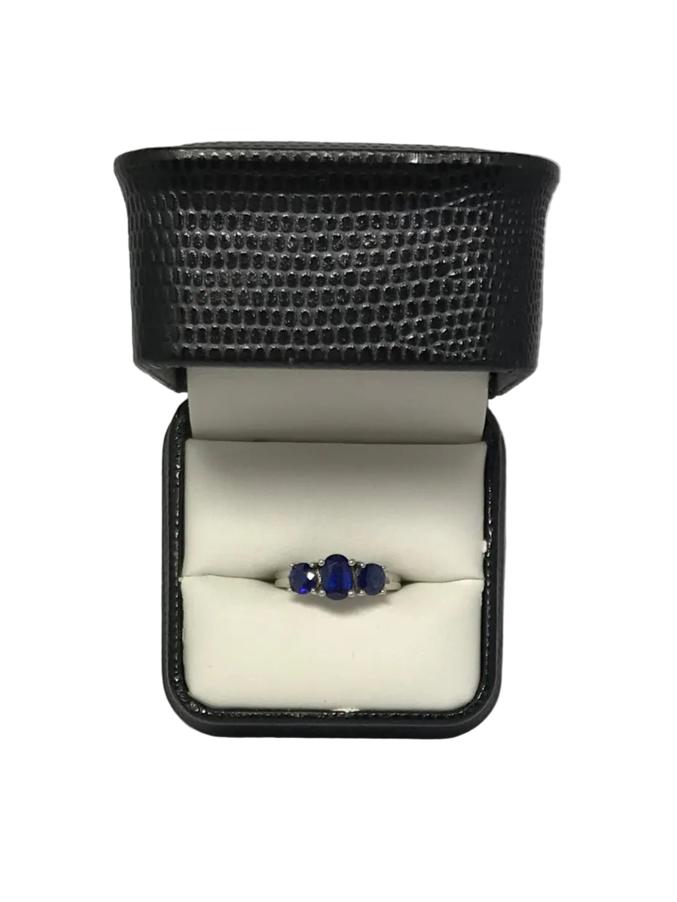 U 44376 14K White Gold .50CTTW with Blue Center Stone Right Hand Ring