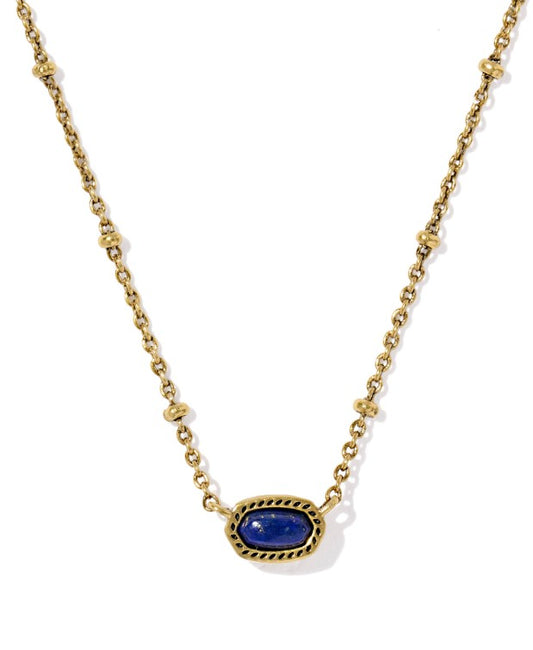 Kendra Scott Mini Elisa Satellite Short Necklace in Vintage Gold Blue Lapis