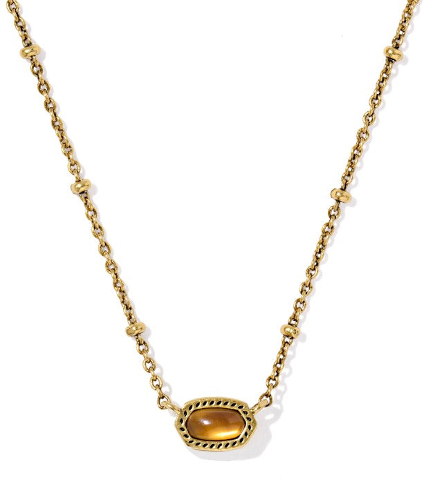 Kendra Scott Mini Elisa Satellite Short Necklace in Vintage Gold Marbled Amber Illusion
