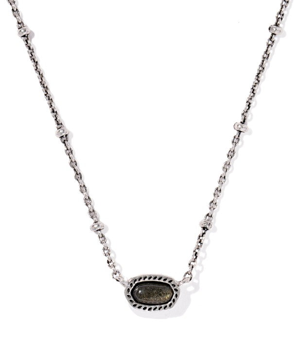 Kendra Scott Mini Elisa Satellite Short Necklace in Vintage Silver Golden Obsidian