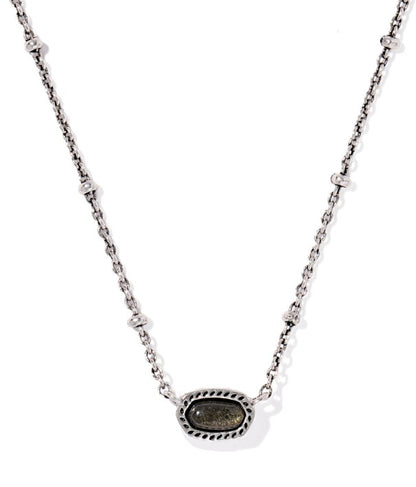 Kendra Scott Mini Elisa Satellite Short Necklace in Vintage Silver Golden Obsidian