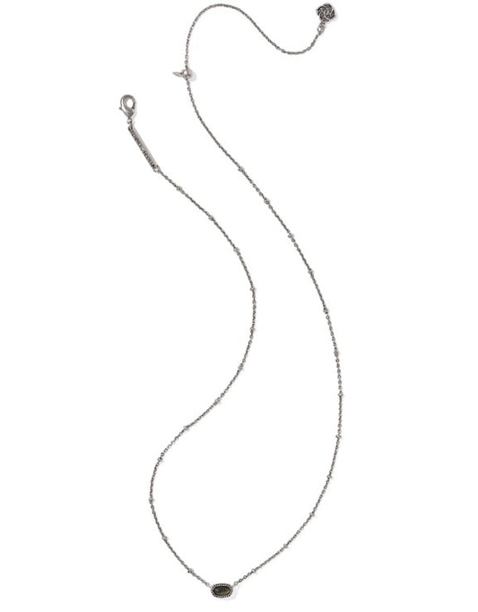 Kendra Scott Mini Elisa Satellite Short Necklace in Vintage Silver Golden Obsidian