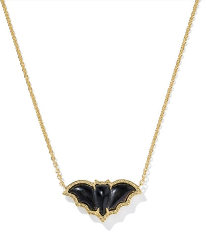 Kendra Scott Bat Short Necklace in Gold Golden Obsidian