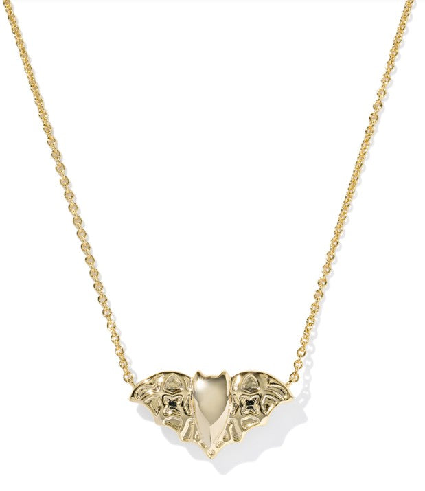 Kendra Scott Bat Short Necklace in Gold Golden Obsidian