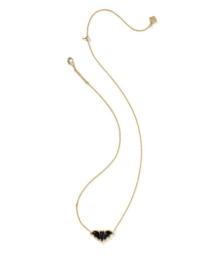 Kendra Scott Bat Short Necklace in Gold Golden Obsidian