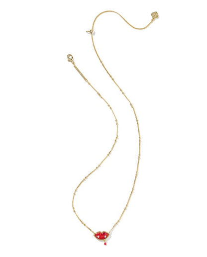 Kendra Scott Vampire Short Necklace in Gold Red Kyocera Opal