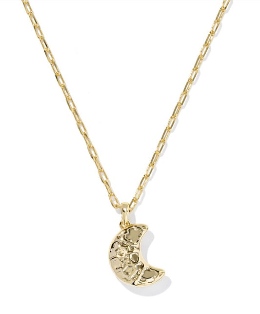 Kendra Scott Moon Short Necklace in Gold White Opalescent Resin
