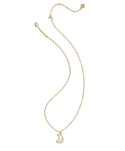 Kendra Scott Moon Short Necklace in Gold White Opalescent Resin