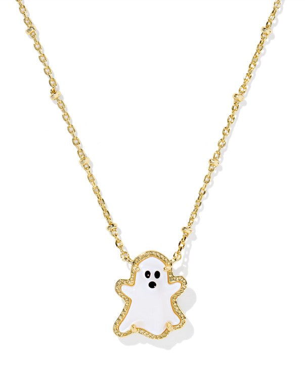 Kendra Scott Ghost Short Necklace in Gold White Mother Of Pearl