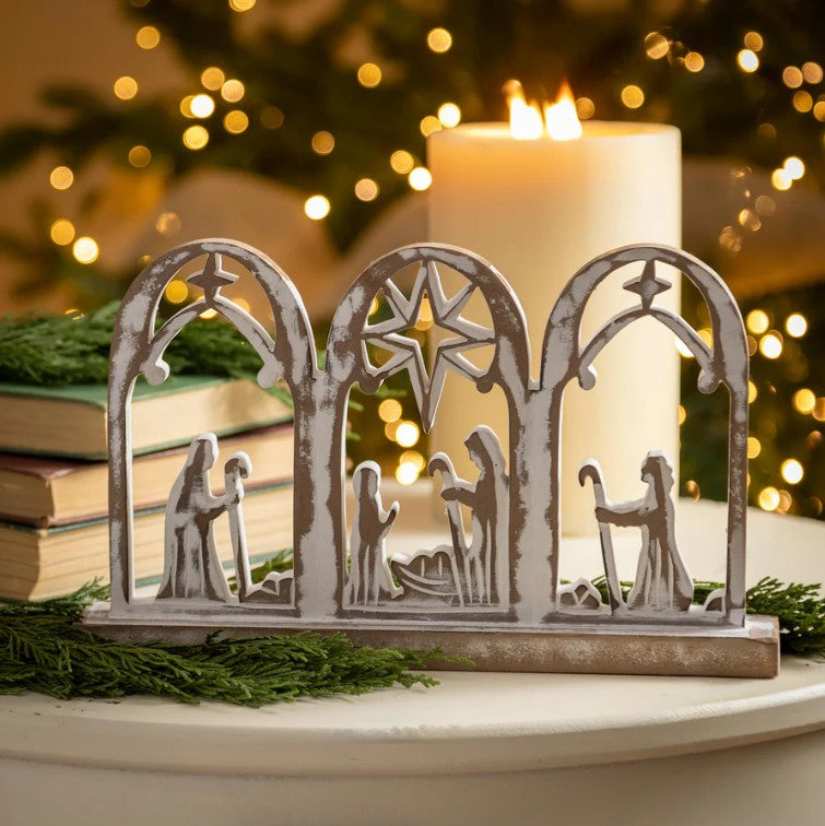 Nativity Table Decor Wood Scene