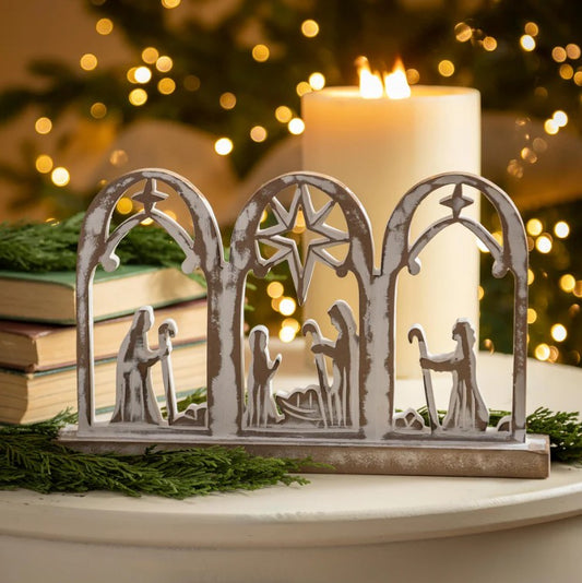Nativity Table Decor Wood Scene