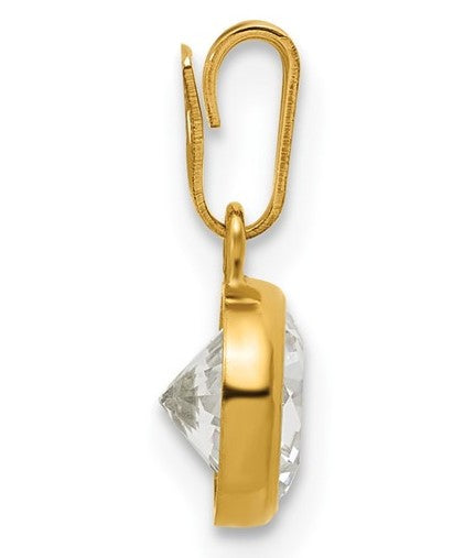 14K Gold Filled 6.75mm Cubic Zirconia Bezel Pendant