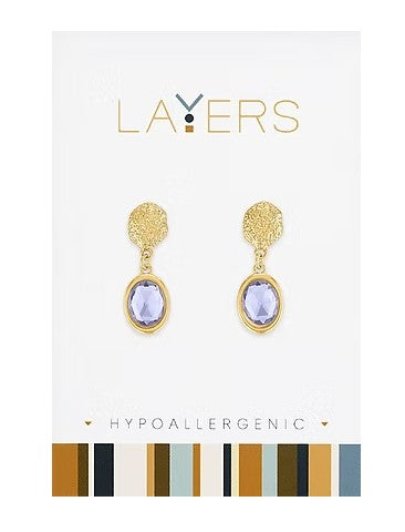 Layers Gold Hammered Tanzanite Drop Earrings