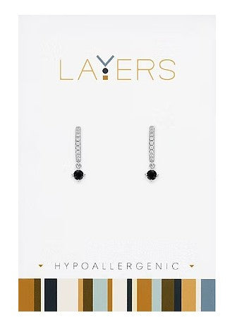 Layers Silver Petite Jet Black Cubic Zirconia Earrings