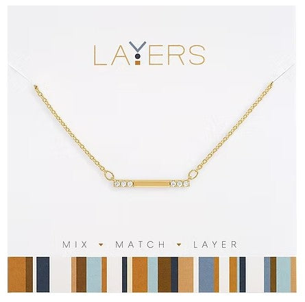 Layers Gold Petite Cubic Zirconia Bar Necklace