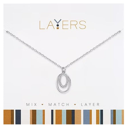 Layers Silver Double Oval Necklace