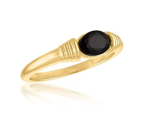 Layers Wire Wrapped Black Diamond Gold Ring